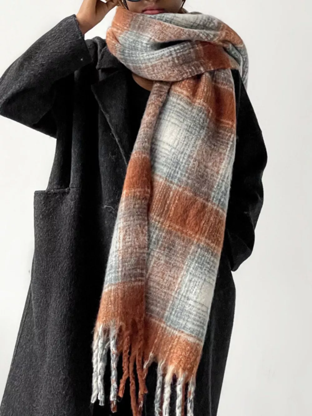 Plaid Fringe Scarf, image 3