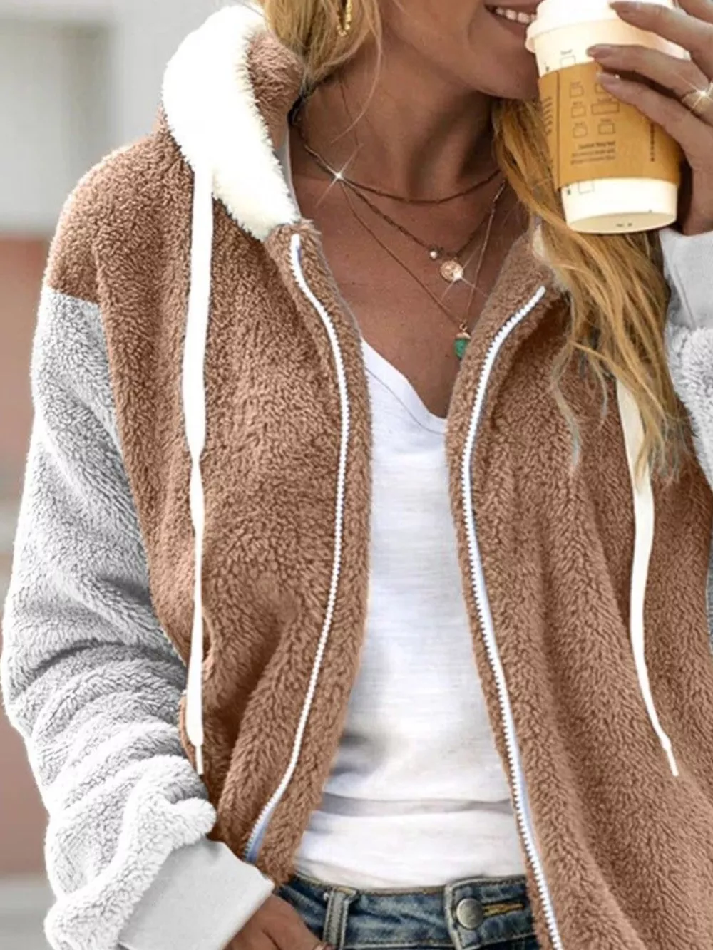 Full Size Fleece Zip-Up Hooded Outerwear Plus Size, image 15