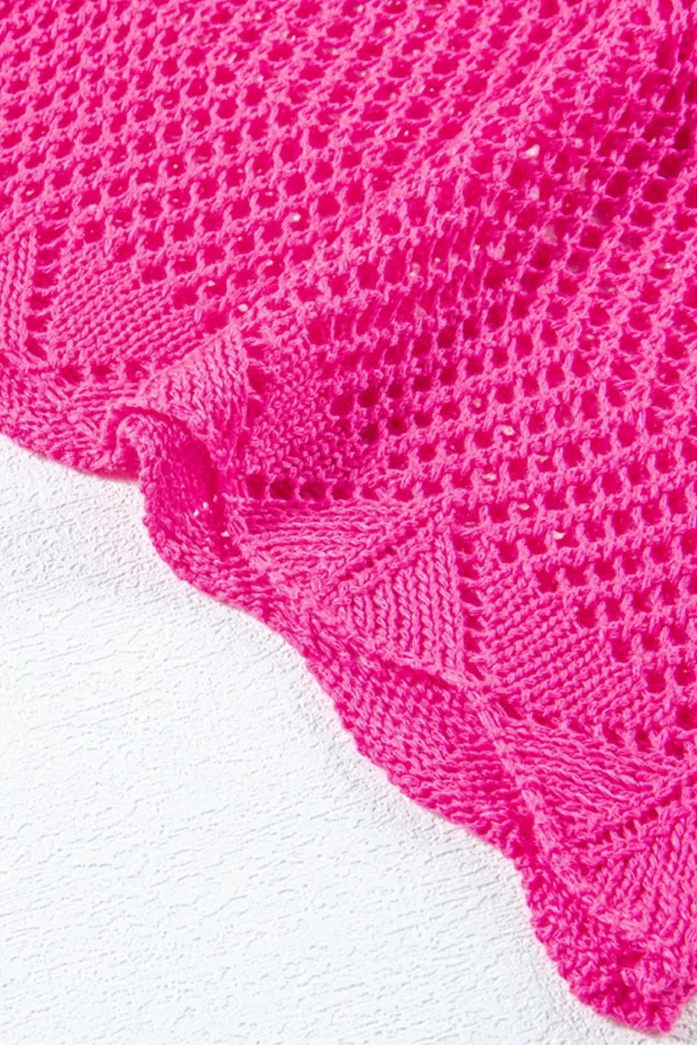 Scallop Edge Half Sleeve Pointelle Knit Top, image 14