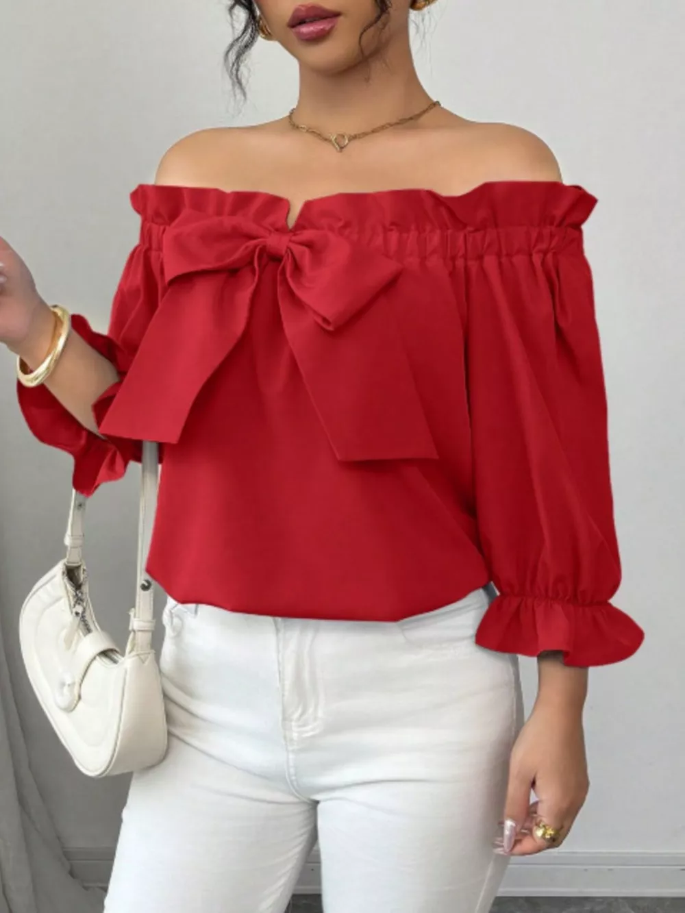 Bow Flounce Sleeve Blouse, image 4