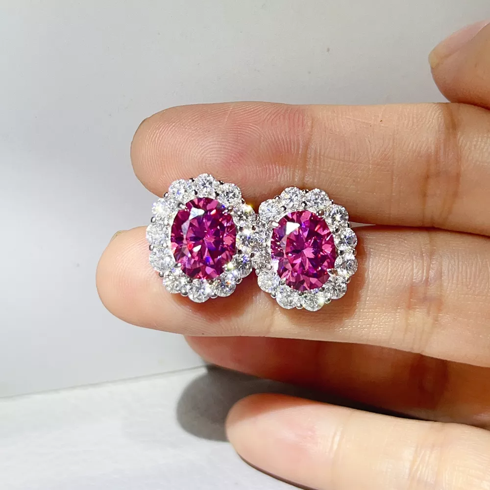 6 Carat 925 Sterling Silver Moissanite Stud Earrings, image 4
