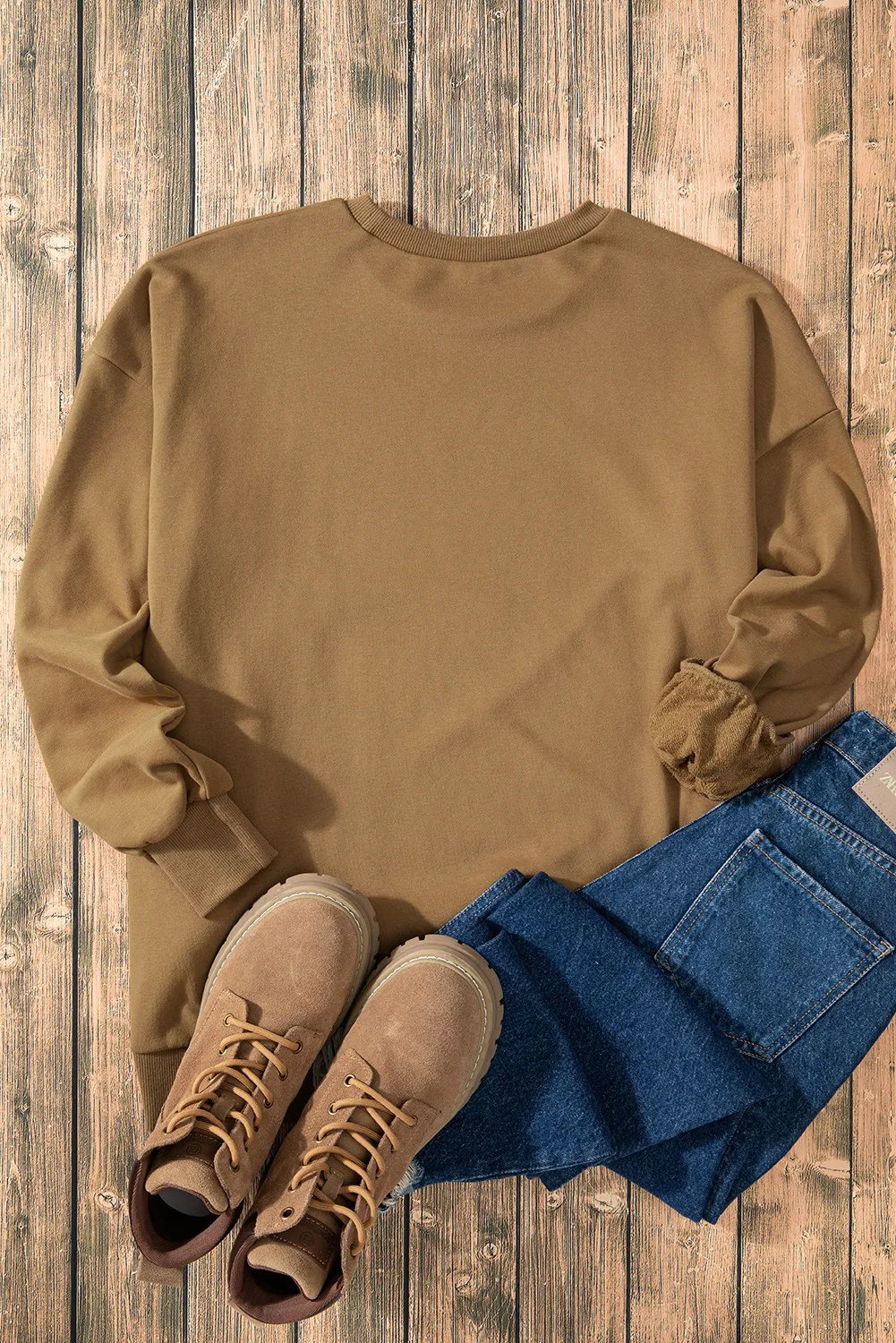 High-Low Round Neck Long Sleeve Sweatshirt, image 29