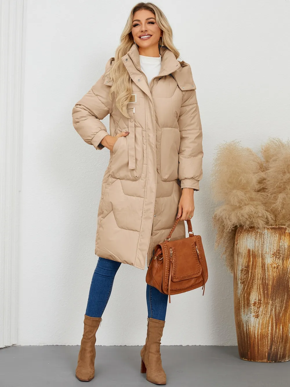 Long Sleeve Longline Hooded Winter Coat, image 17