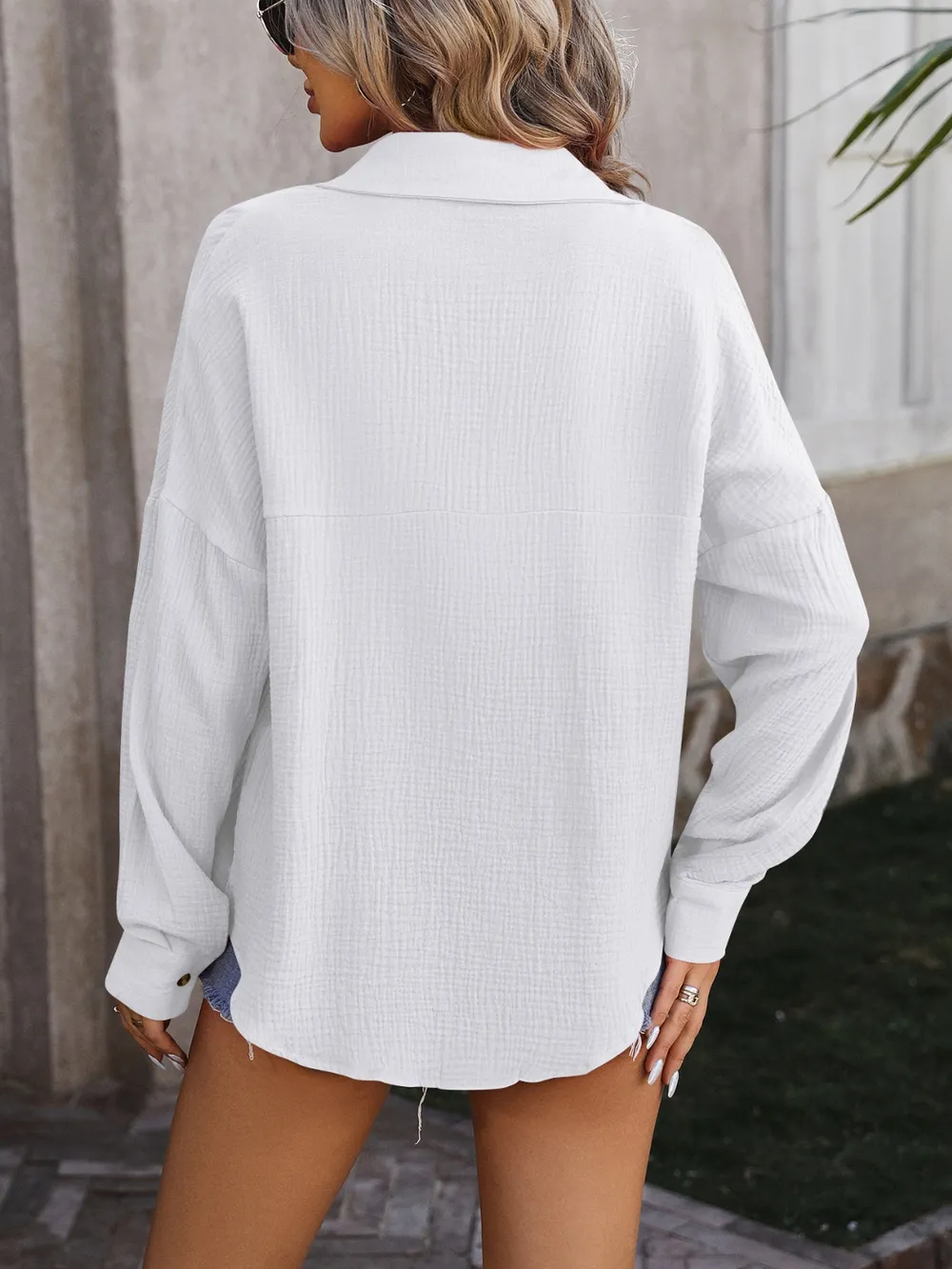 Textured Pocketed Button Up Dropped Shoulder Shirt, image 16