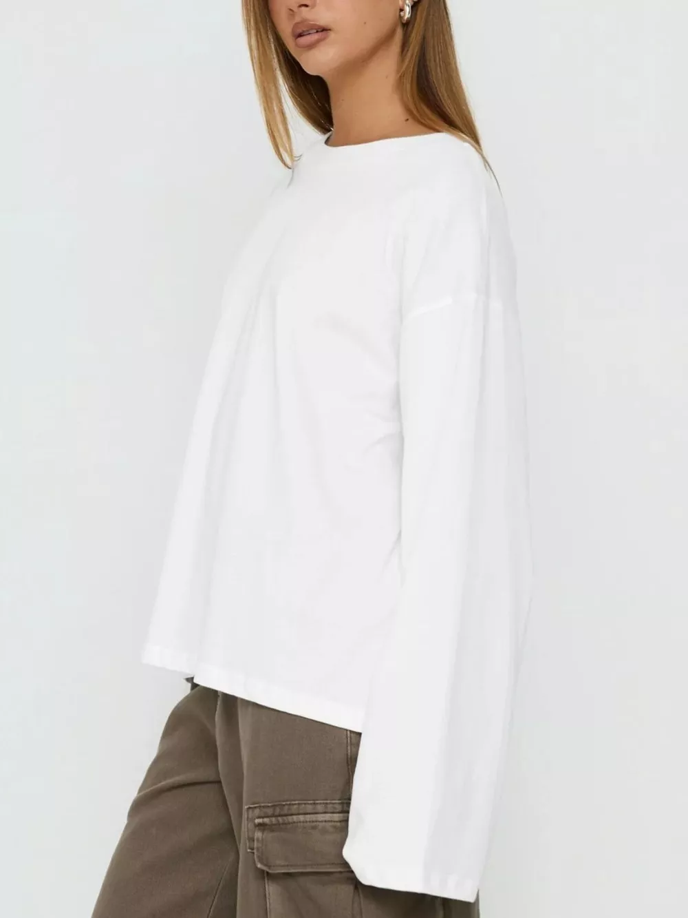 Oversized Long Sleeve Crew Neck T-Shirt, image 4