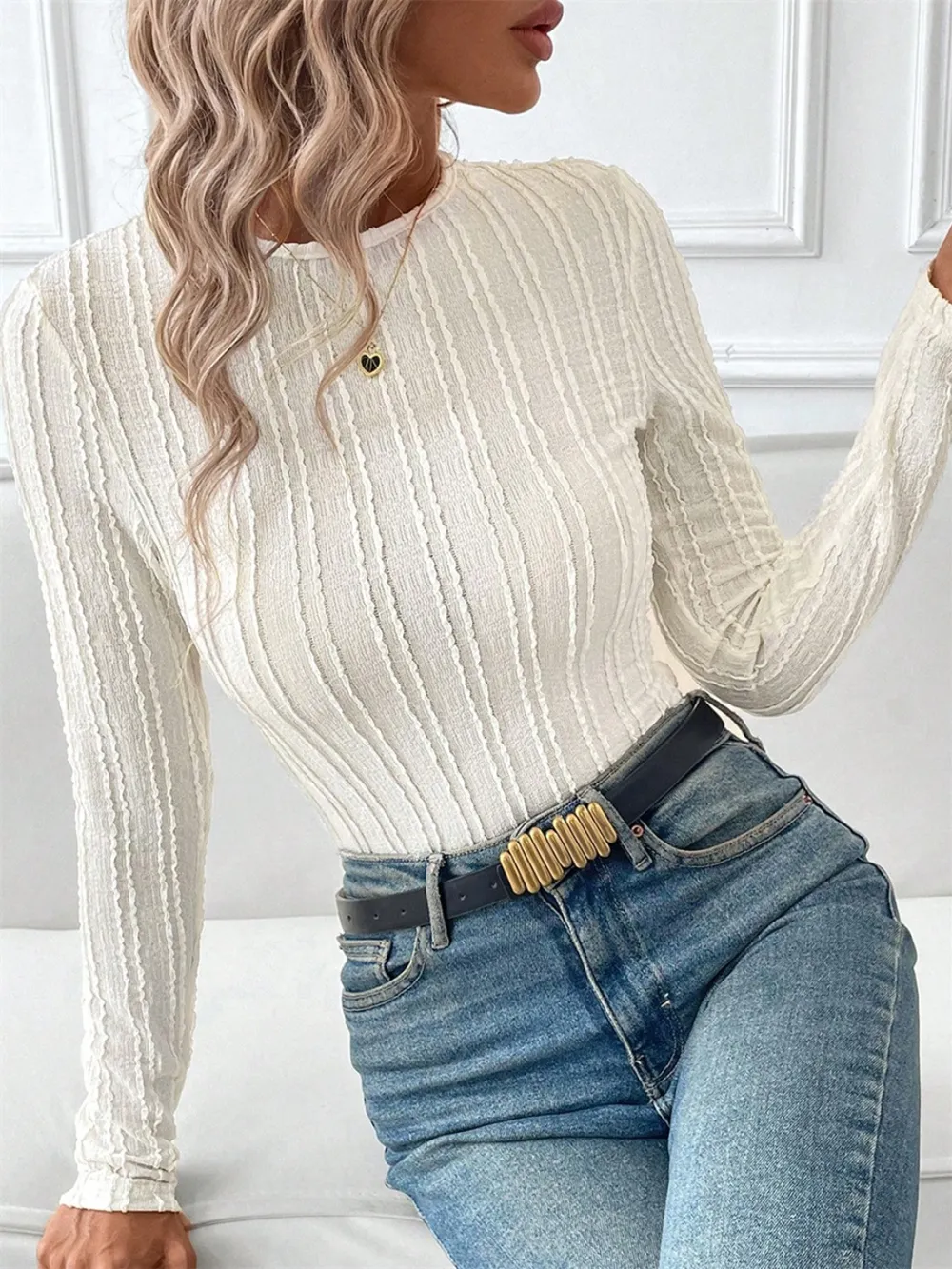 Round Neck Long Sleeve Top, image 4