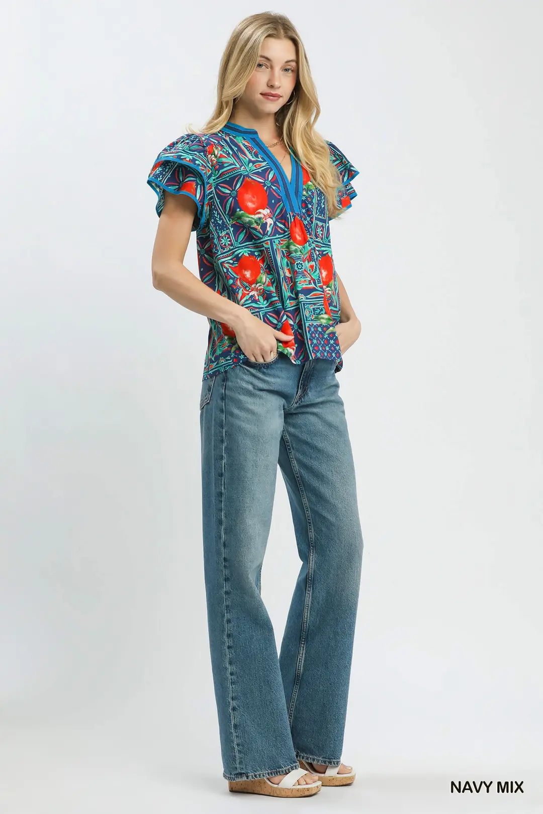 Abstract Print Flutter Sleeve Blouse, image 6