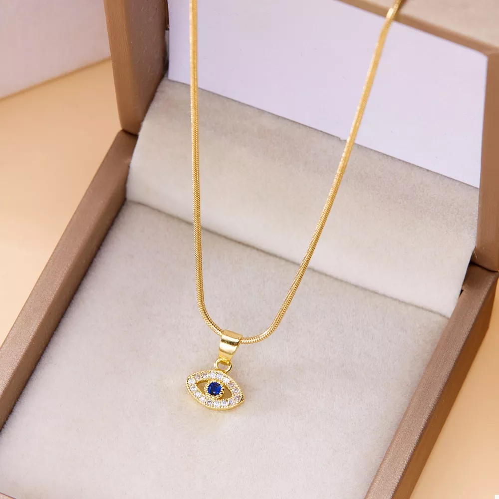 18K Gold-Plated Necklace with Rhinestone Pendant, image 3