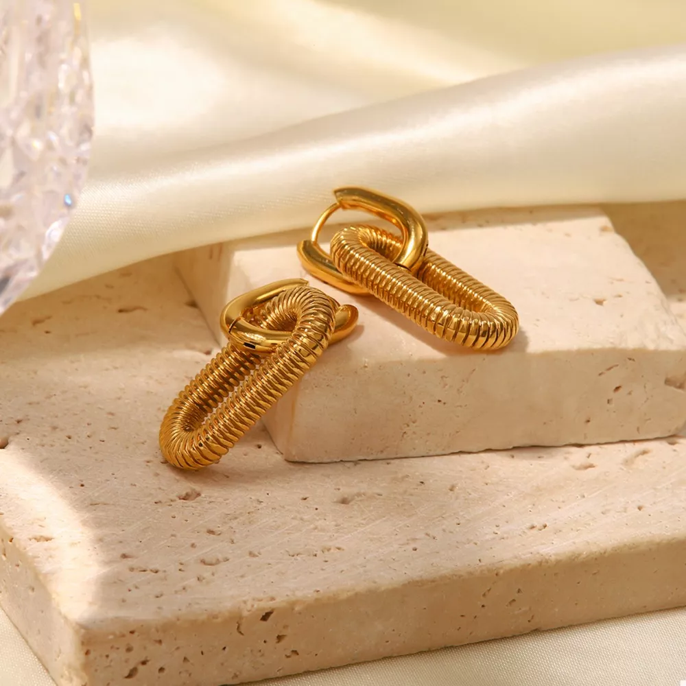 Geometric Link Drop Earrings, image 9