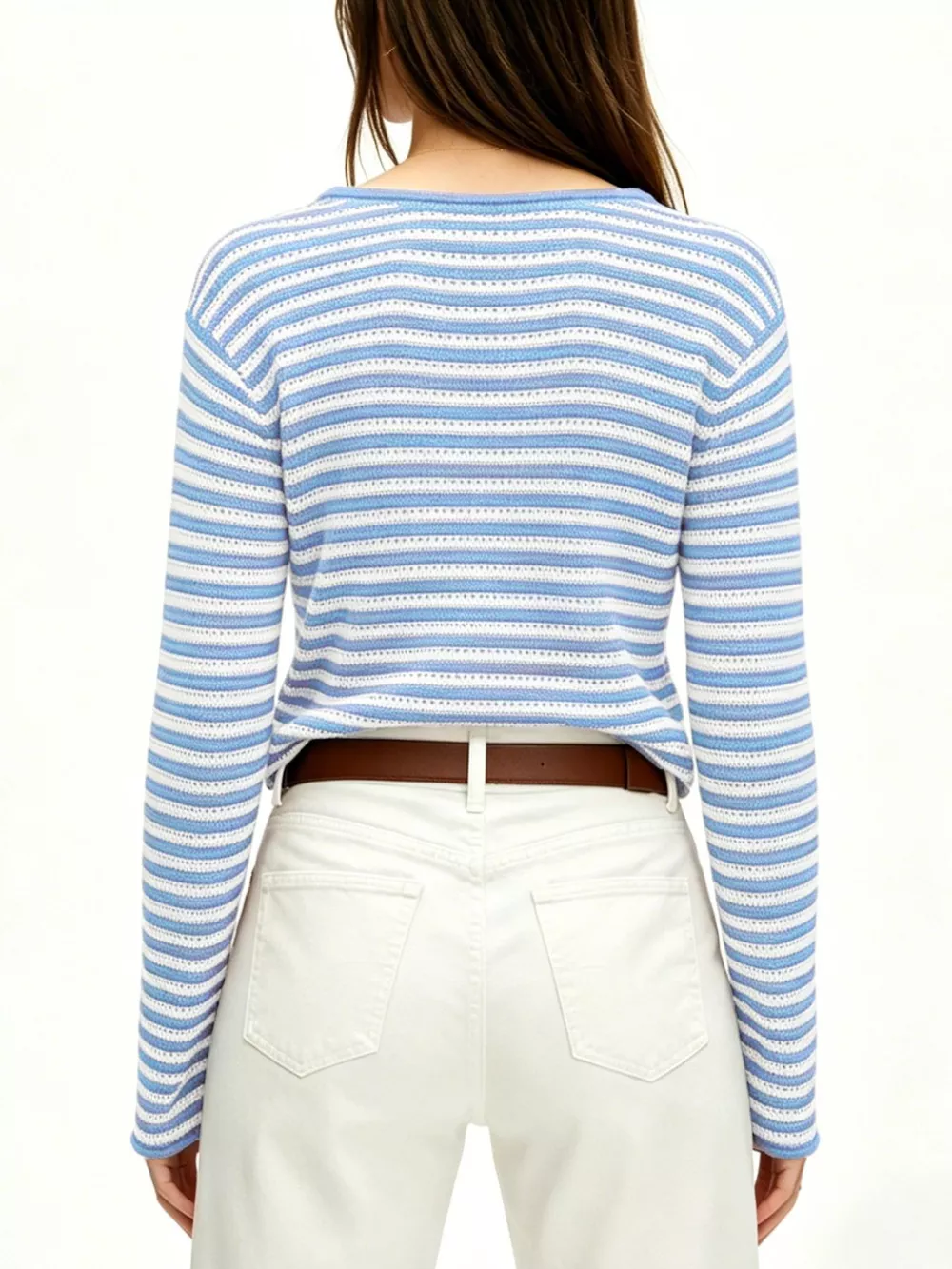 Striped Boat Neck Knit Sweater, image 4