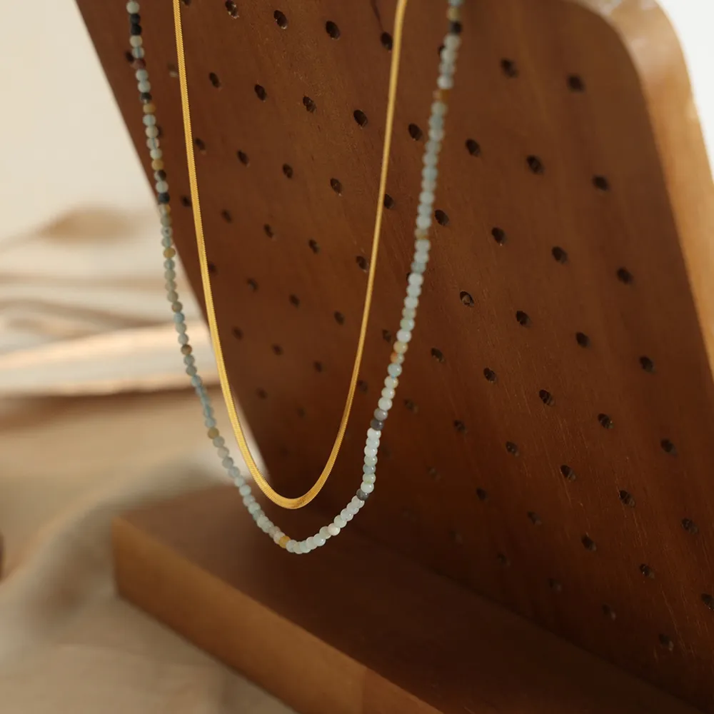 Beaded Titanium Steel Double-Layered Necklace, image 8