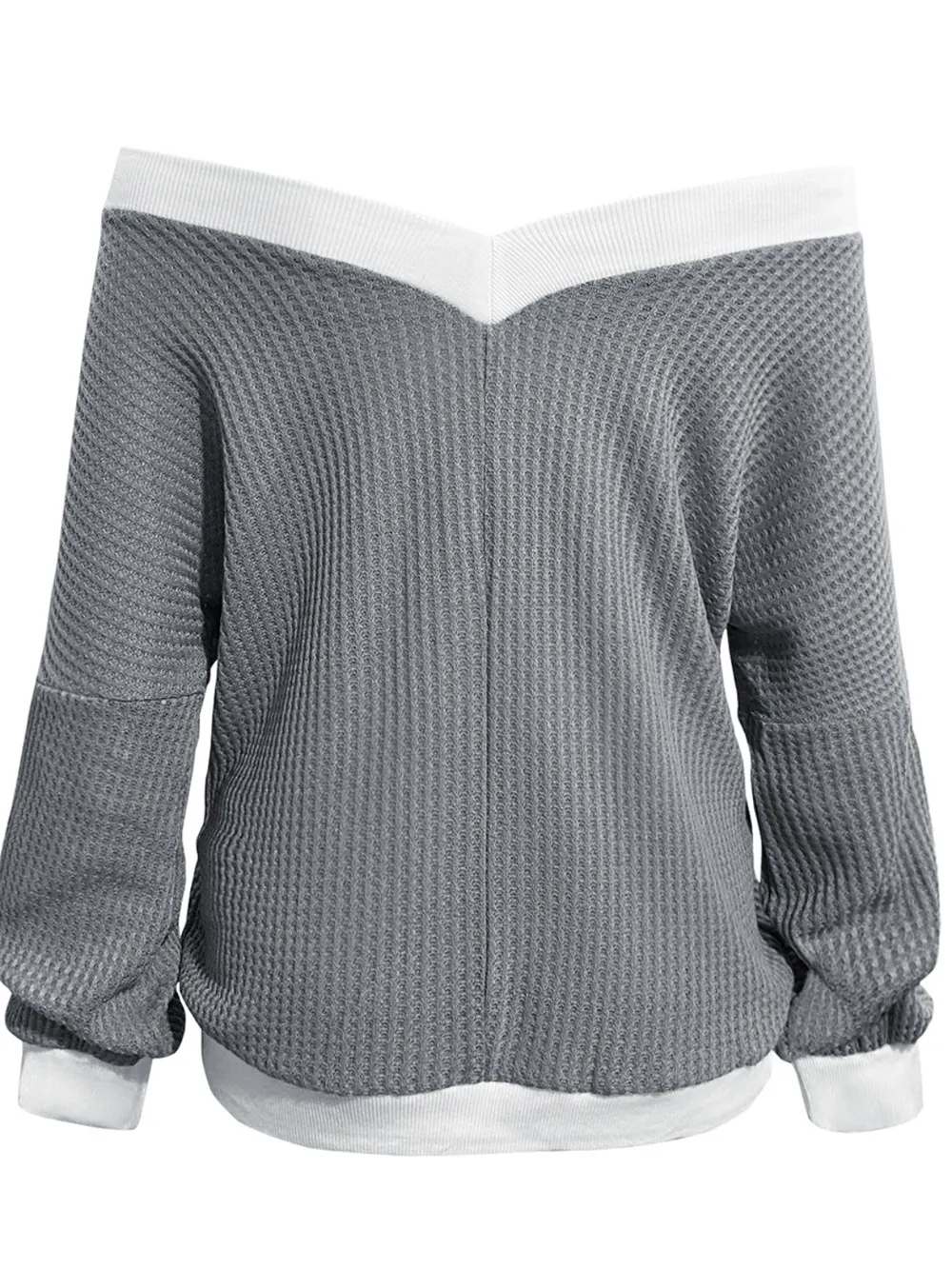 Contrast Trim Off-Shoulder Long Sleeve Sweatshirt, image 4
