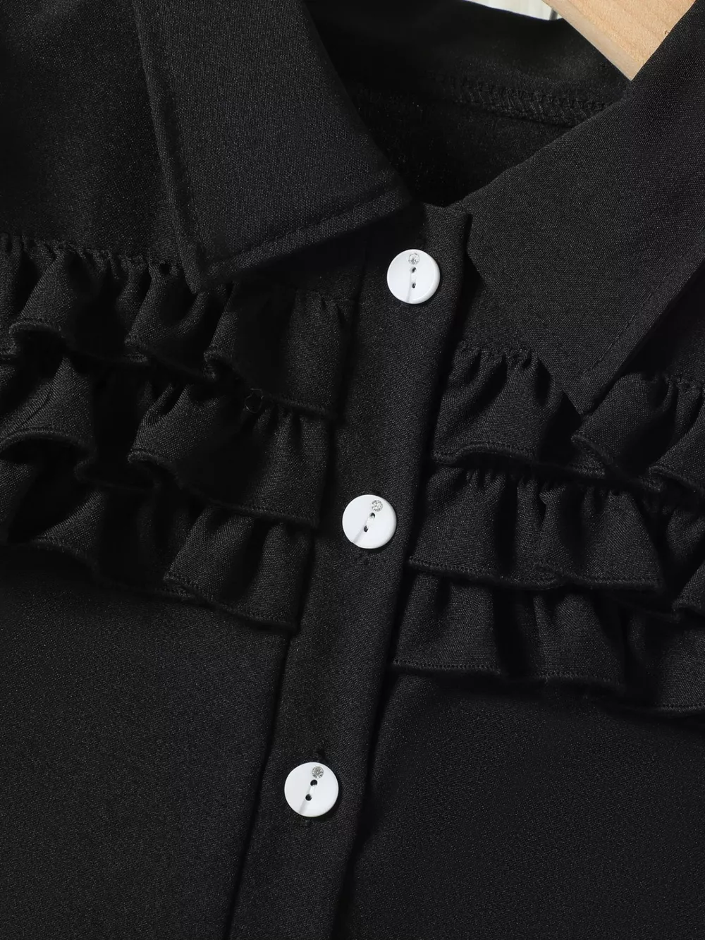 Children's Ruffle Trim Puff Sleeve Top & Pleated Skirt Set, image 8