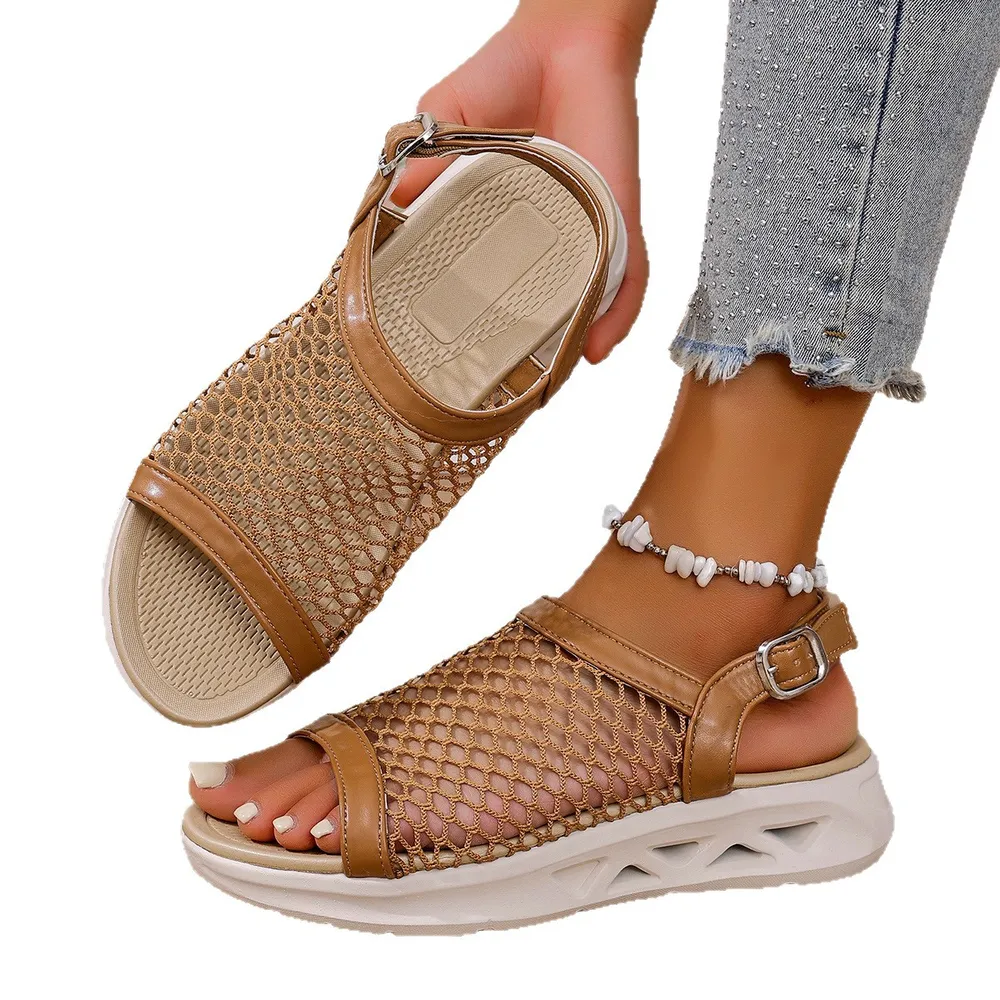 Woven Mesh Comfort Platform Sandals, image 8