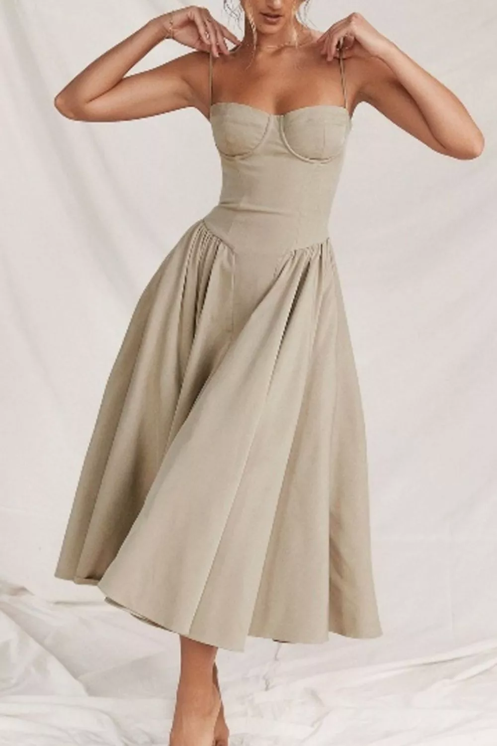 Sweetheart Neck Ruched Midi Dress, image 14