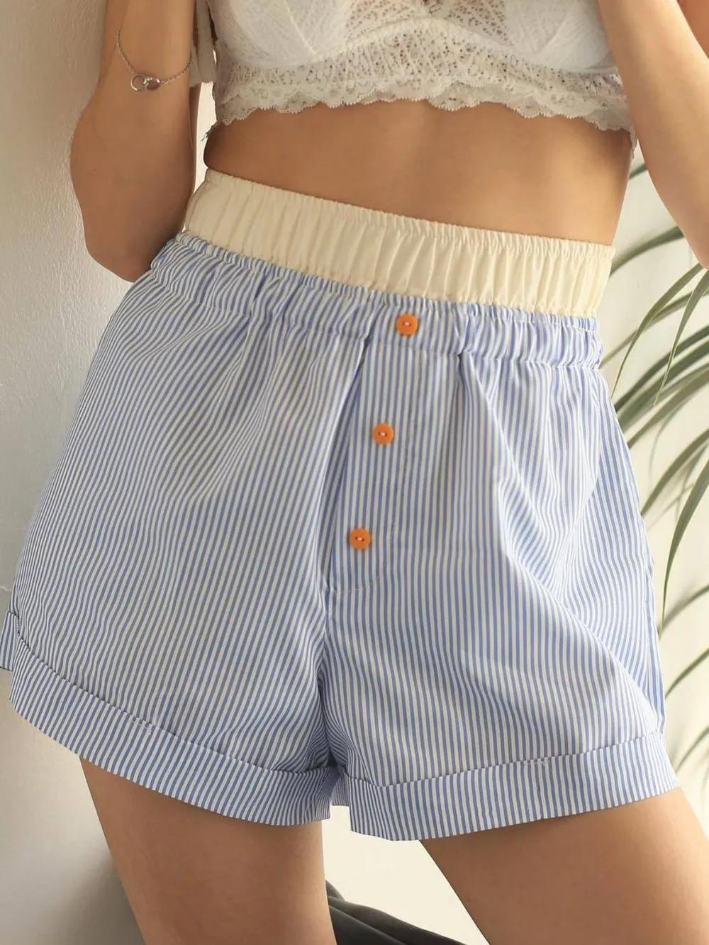 Striped Elastic Waist Shorts, image 17