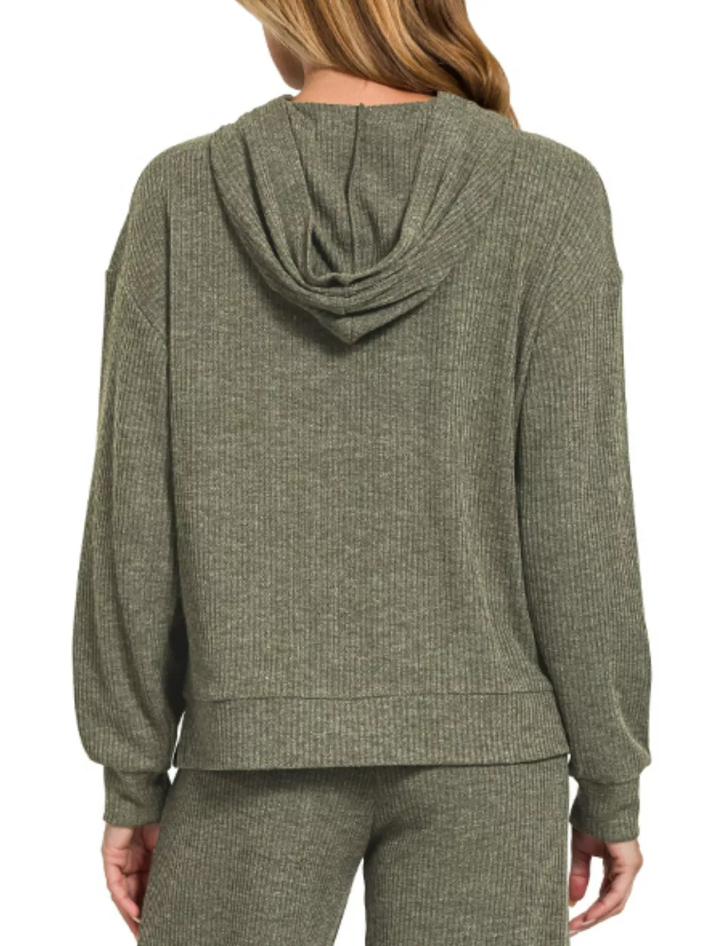 Drop Shoulder Ribbed Crop Hoodie, image 3