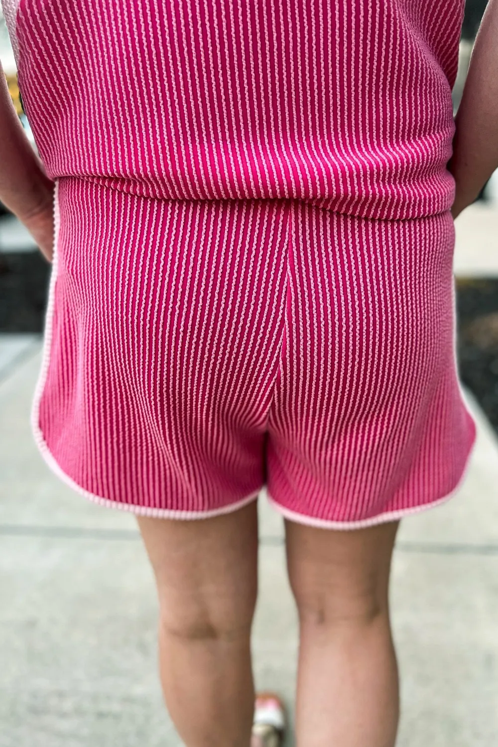 Ribbed Round Neck Top and Shorts Two-Piece Casual Set, image 7