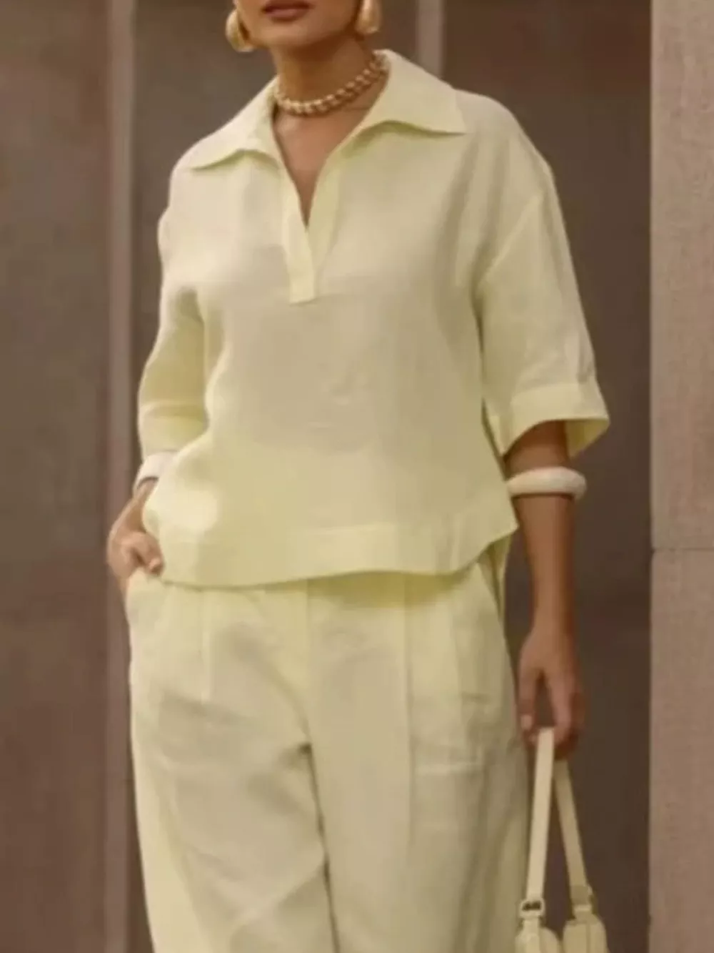 Full Size 3/4 Sleeve Top and Wide Leg Pants Set Plus Size, image 10