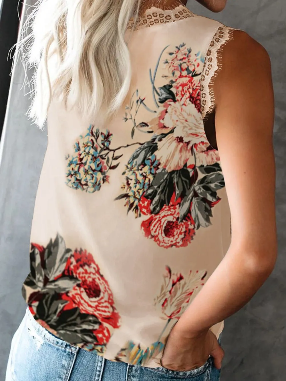 Lace Detail V-Neck Tank, image 6
