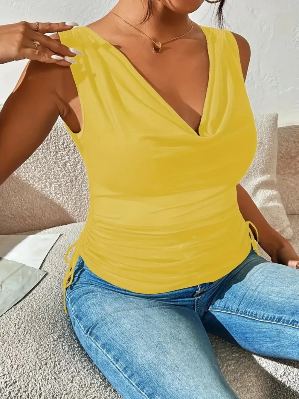 Side Drawstring Ruched Tank, image 32