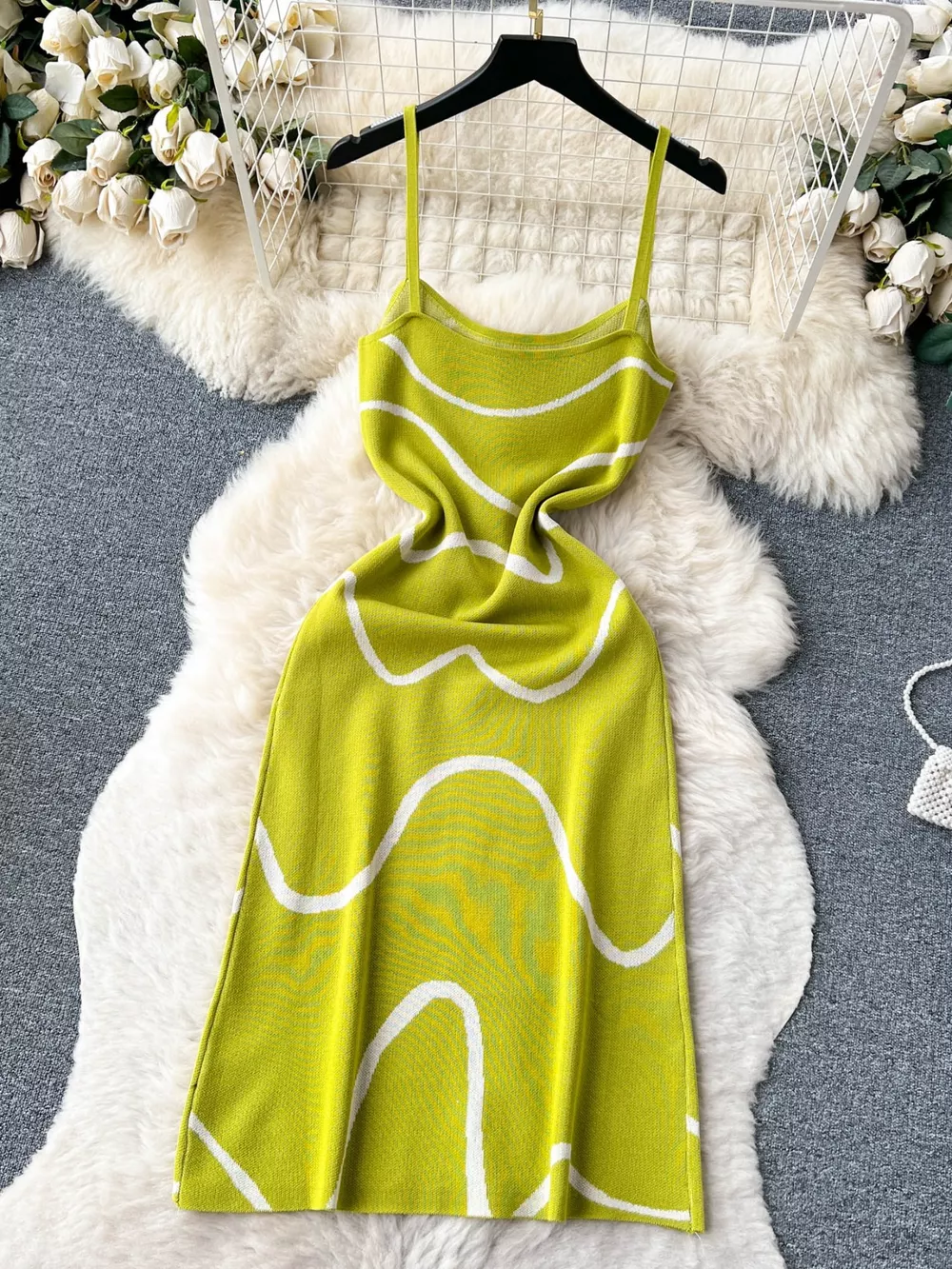 Wave Pattern Knit Midi Dress, image 6