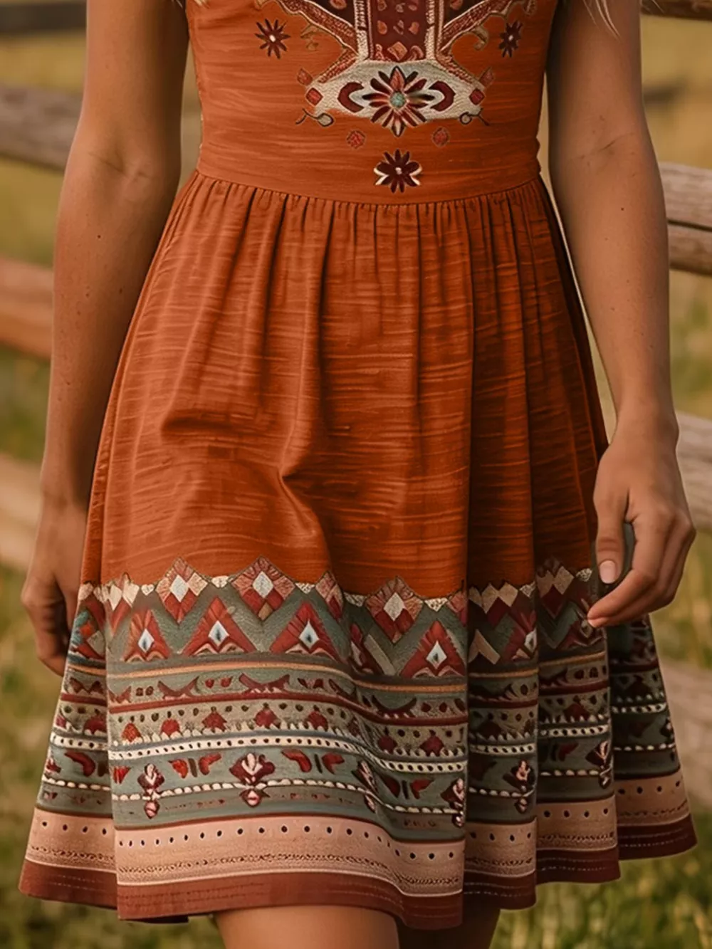 Tribal Print Sleeveless A-Line Summer Dress, image 9