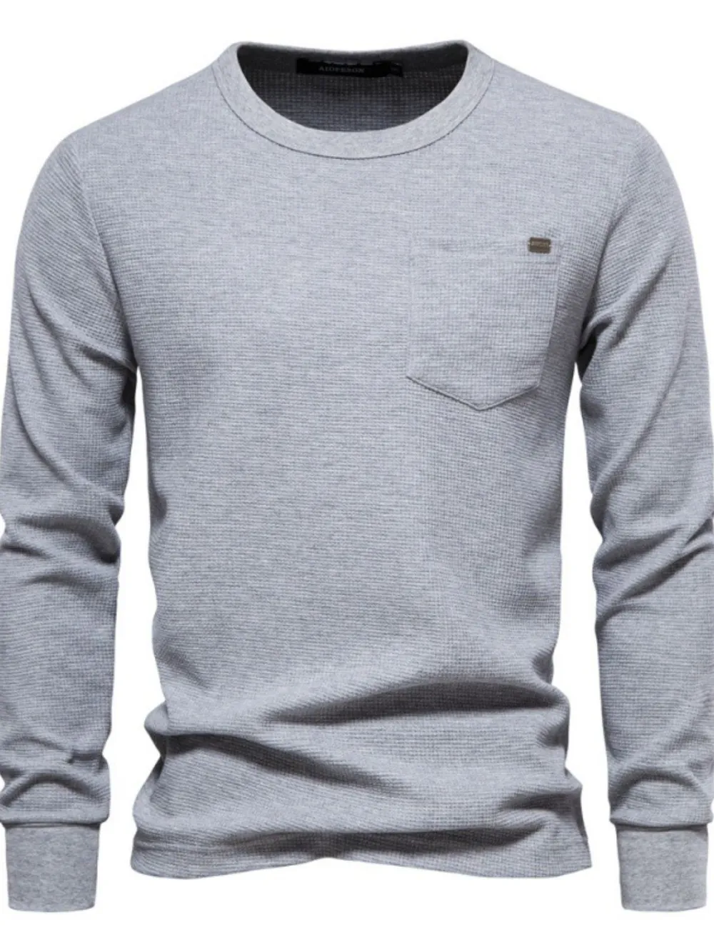 Men's Waffle-Knit Round Neck T-Shirt, image 8