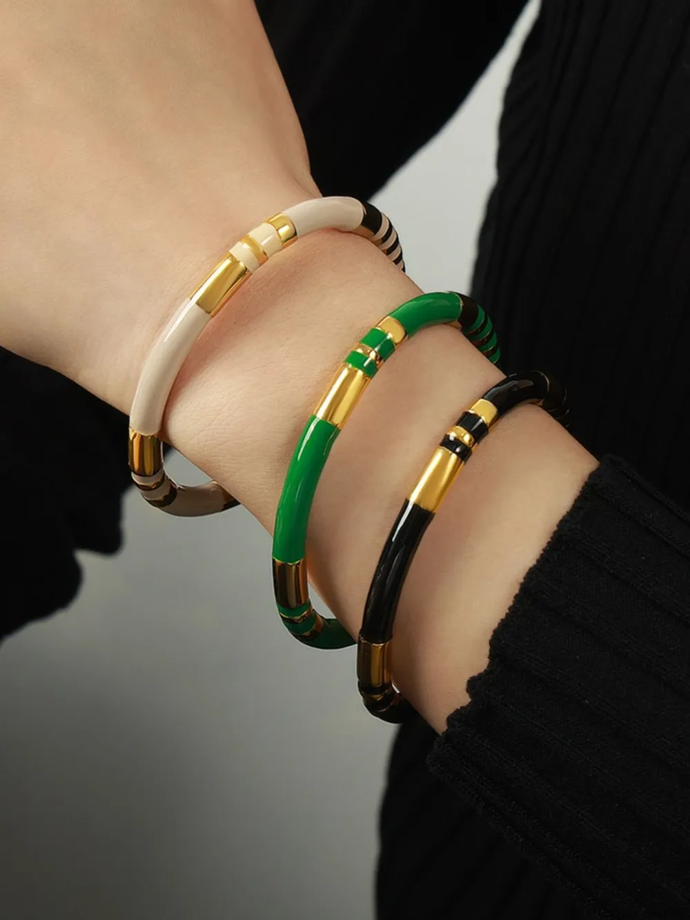 Enamel Titanium Steel Cuff Bracelet, image 2