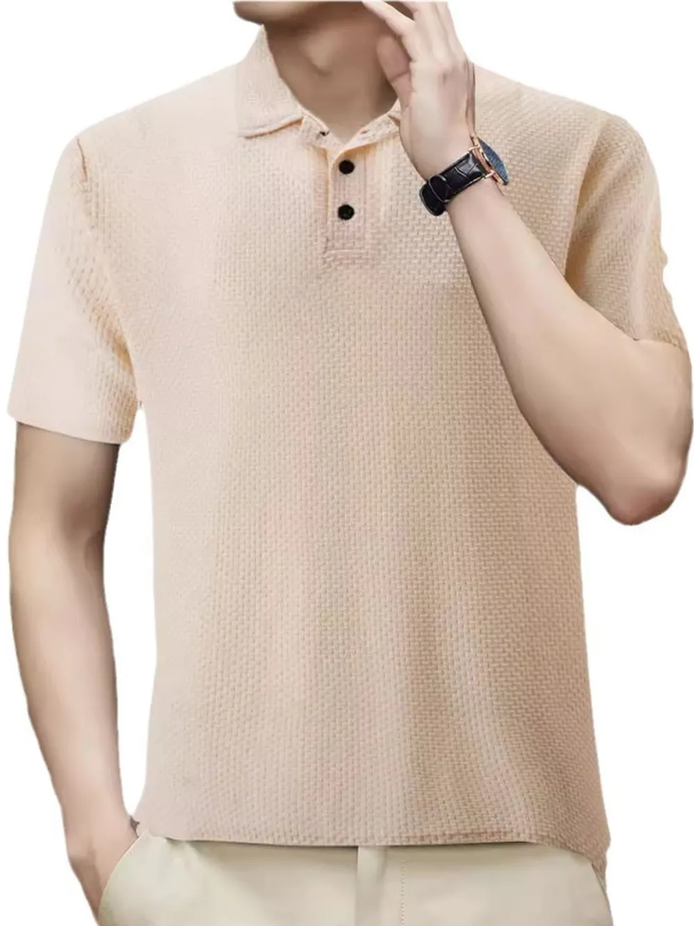 Men's Full Size Button Detail Short Sleeve Polo Plus Size, image 7