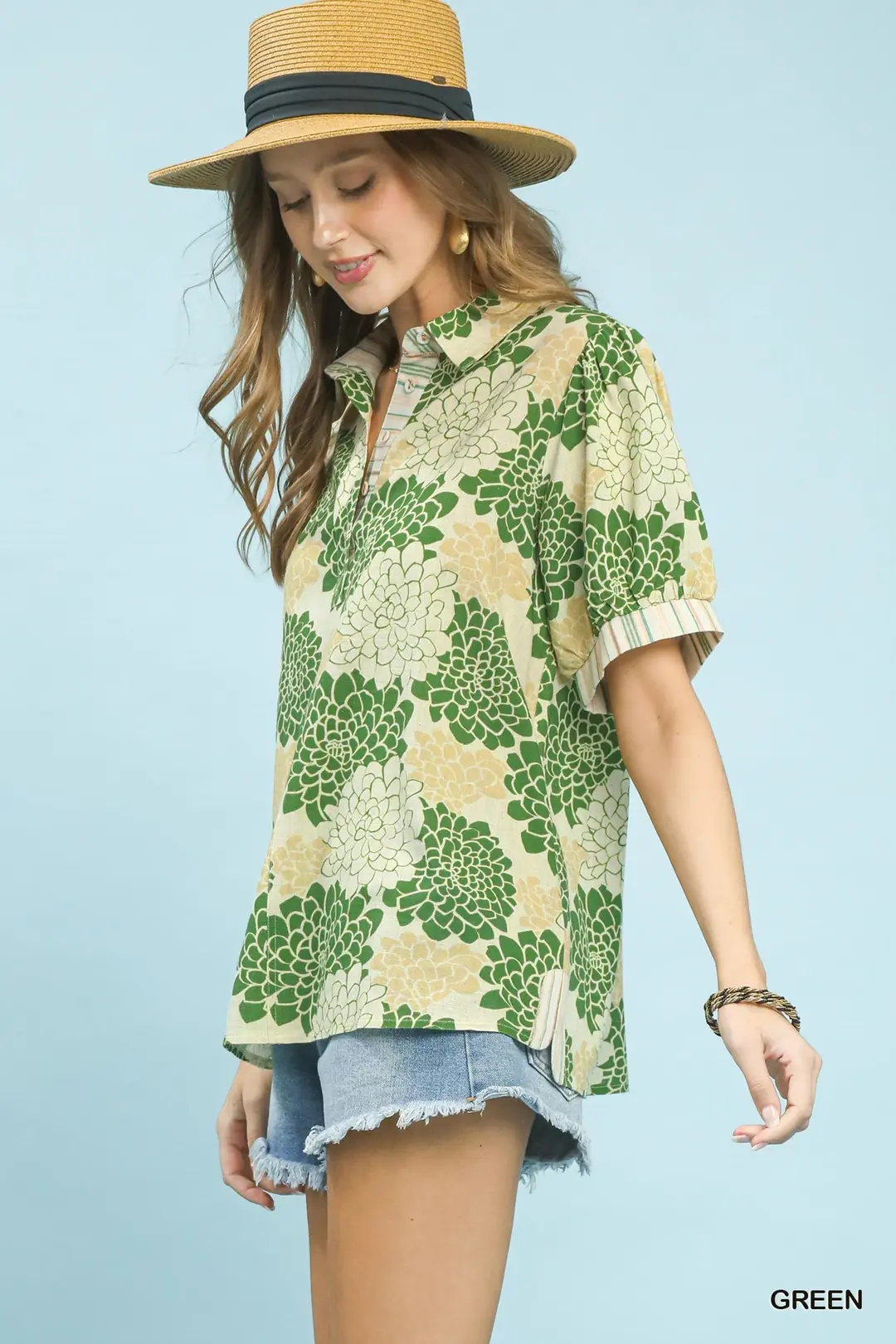 Floral Collared Short Sleeve Blouse, image 5