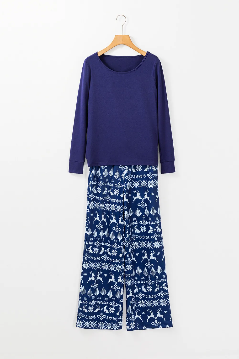 Round Neck Long Sleeve Top and Printed Pants Lounge Set, image 4