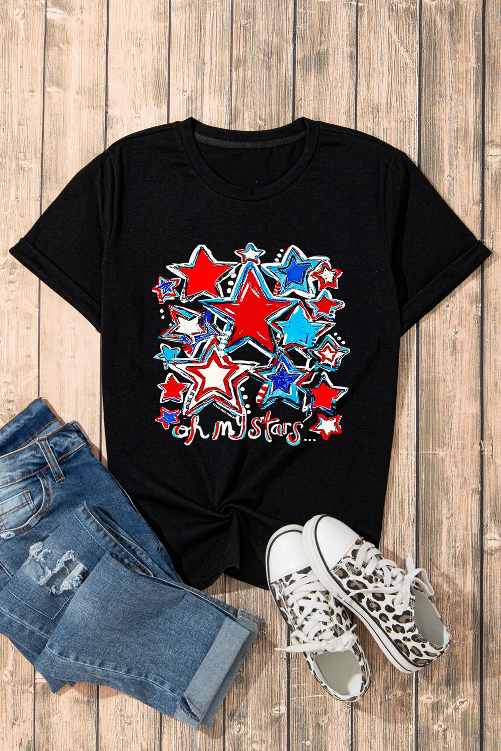 Graphic Round Neck Short Sleeve T-Shirt, image 5