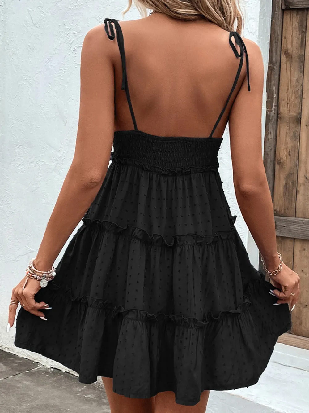 Frill Spaghetti Strap Tiered Dress, image 11