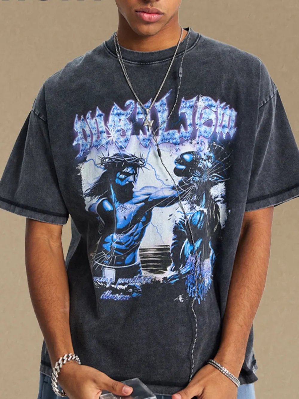 Men's Round Neck Half Sleeve Graphic T-Shirt, image 2