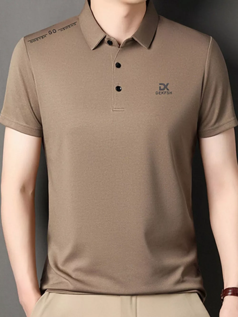 Men's Plus Size Button Detail Short Sleeve Polo, image 3