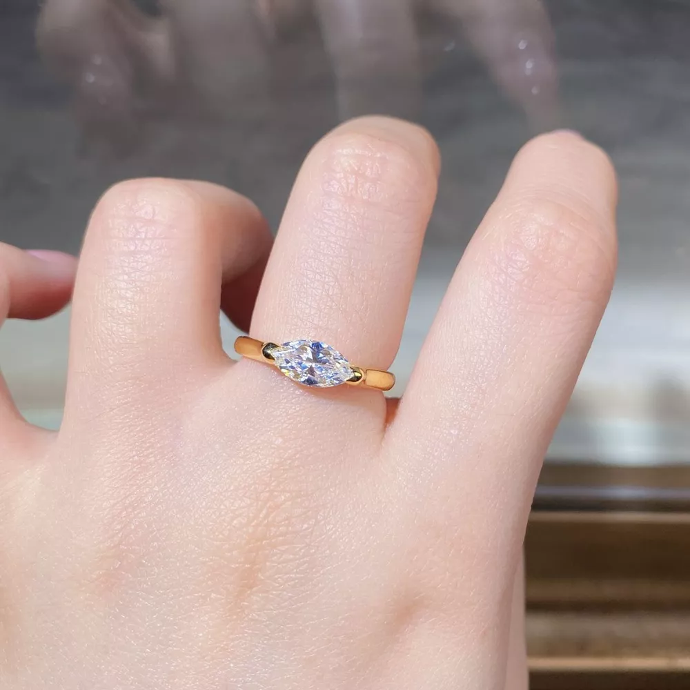925 Sterling Silver Marquise-Cut Ring, image 4