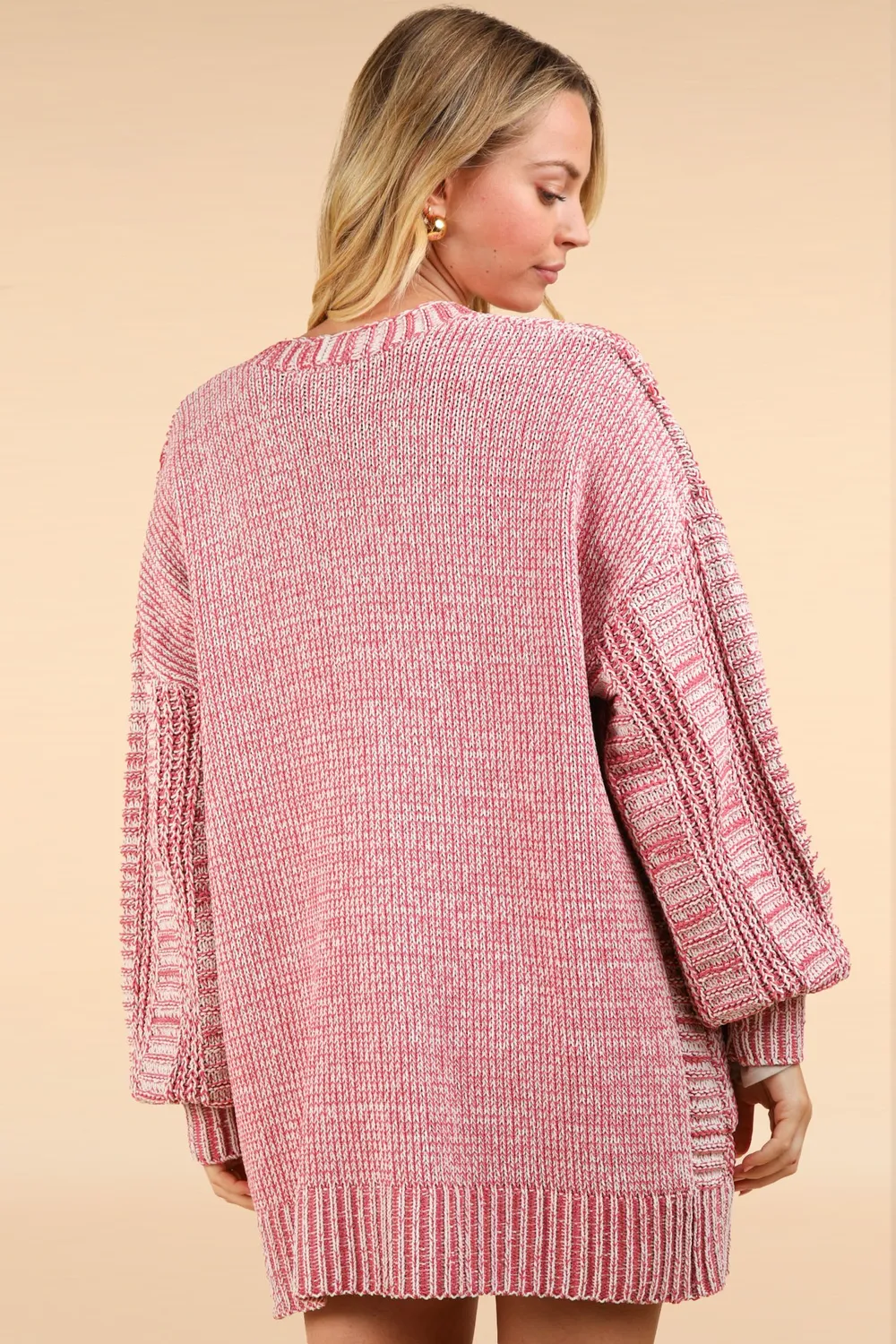 Cable Knit Open Front Cardigan, image 2