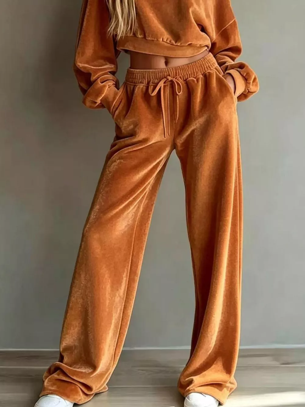 Full Size Cropped Sweatshirt and Wide-Leg Pants Set Plus Size, image 10