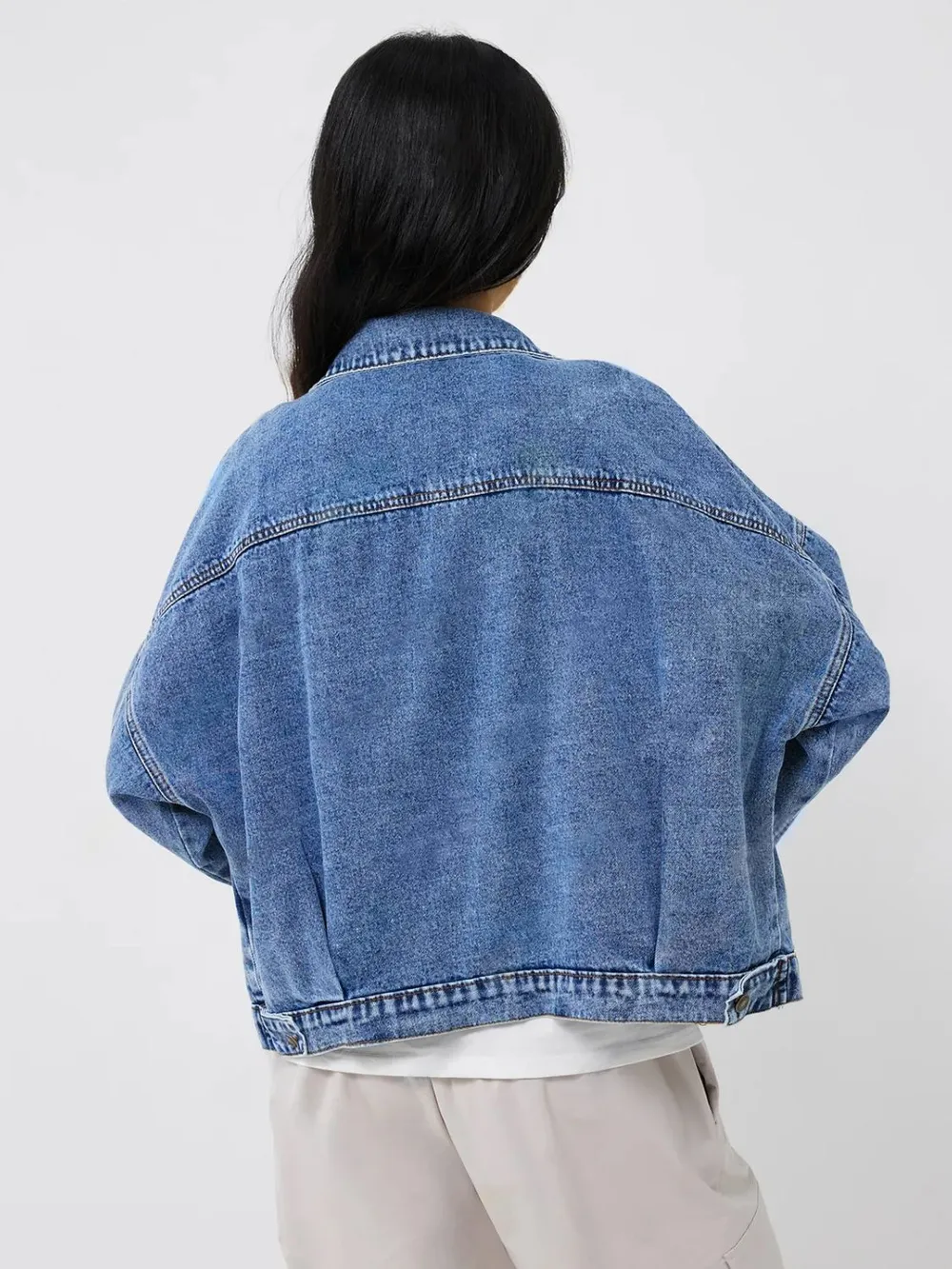 Pocketed Button Up Long Sleeve Denim Top, image 2