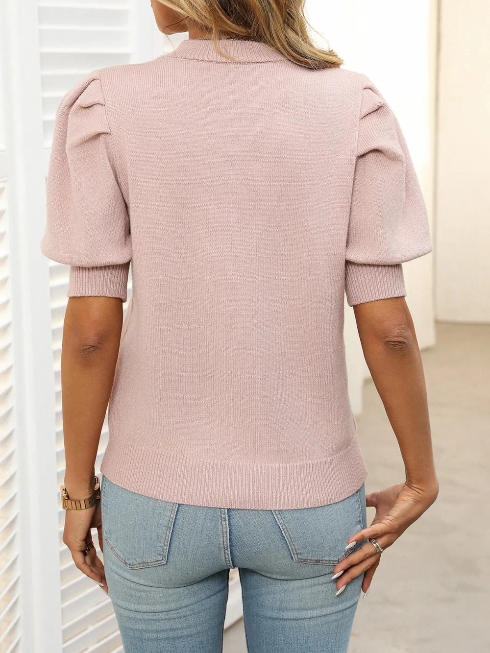 Mock Neck Puff Sleeve Sweater, image 13