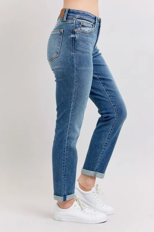 Full Size Mid Rise Skinny Cuff Jeans with Pockets Plus Size, image 3