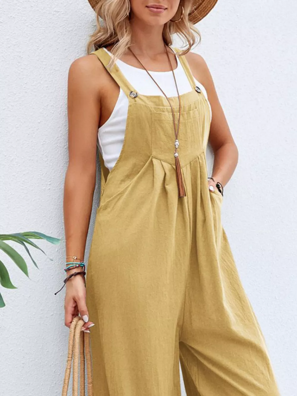 Full Size Casual Wide-Leg Overalls with Pockets Plus Size, image 8