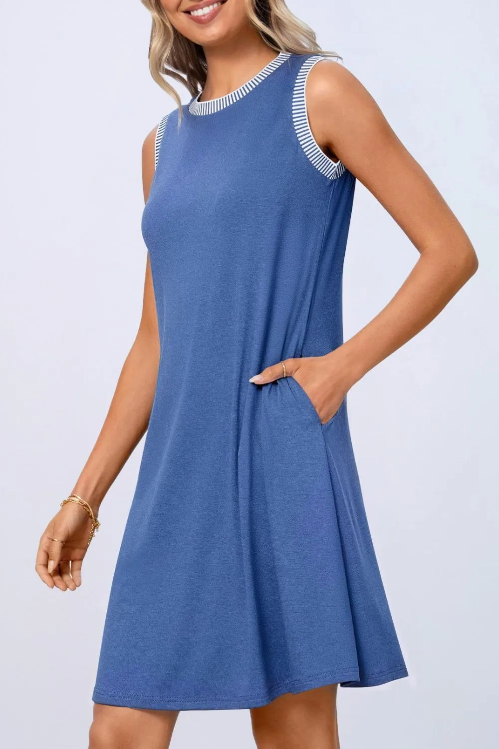 Round Neck Sleeveless Mini Tank Dress, image 21