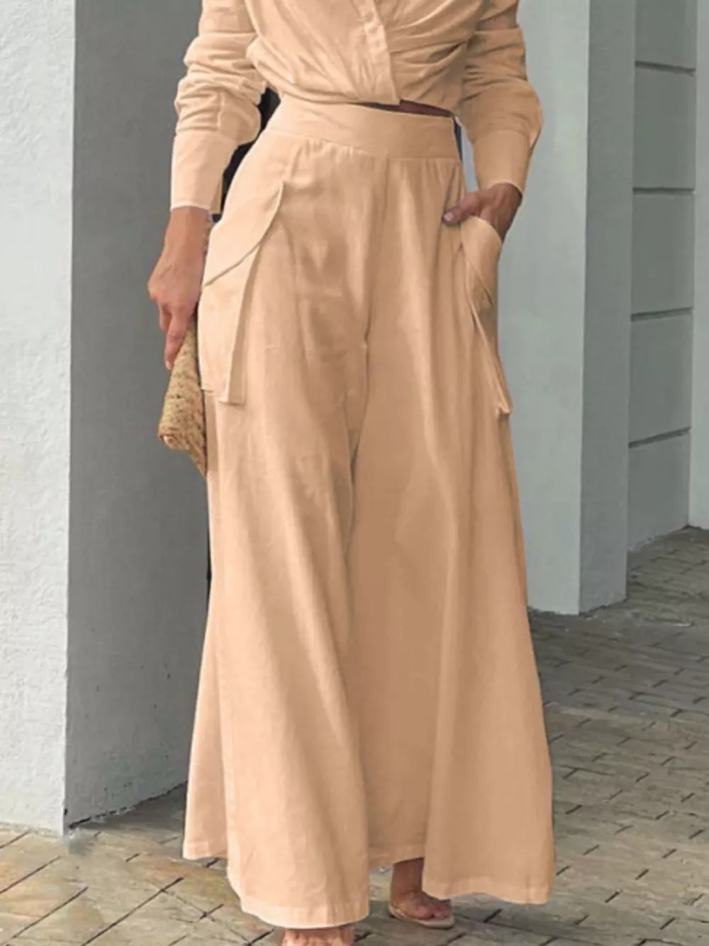 Long Sleeve Shirt and Wide Leg Pants Set, image 7