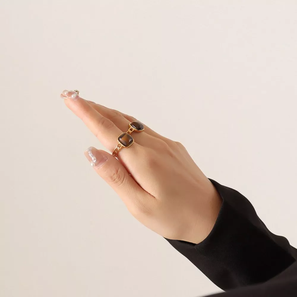 Tiger's Eye 18K Gold-Plated Ring, image 2