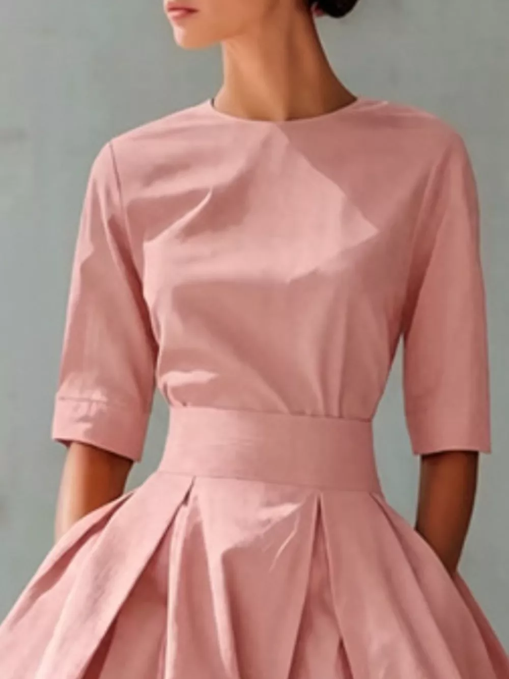 Round Neck A-Line Midi Dress, image 7