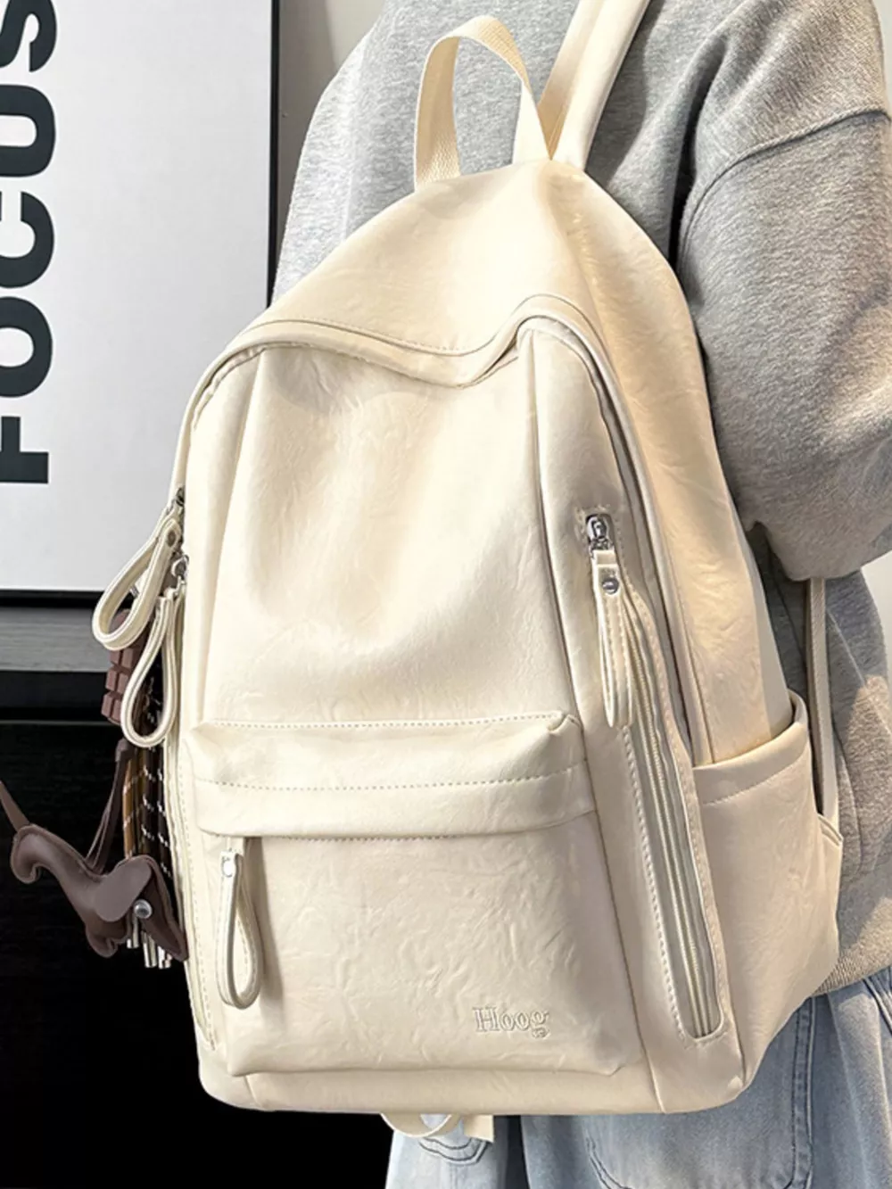 Leather Texture Backpack Bag, image 7