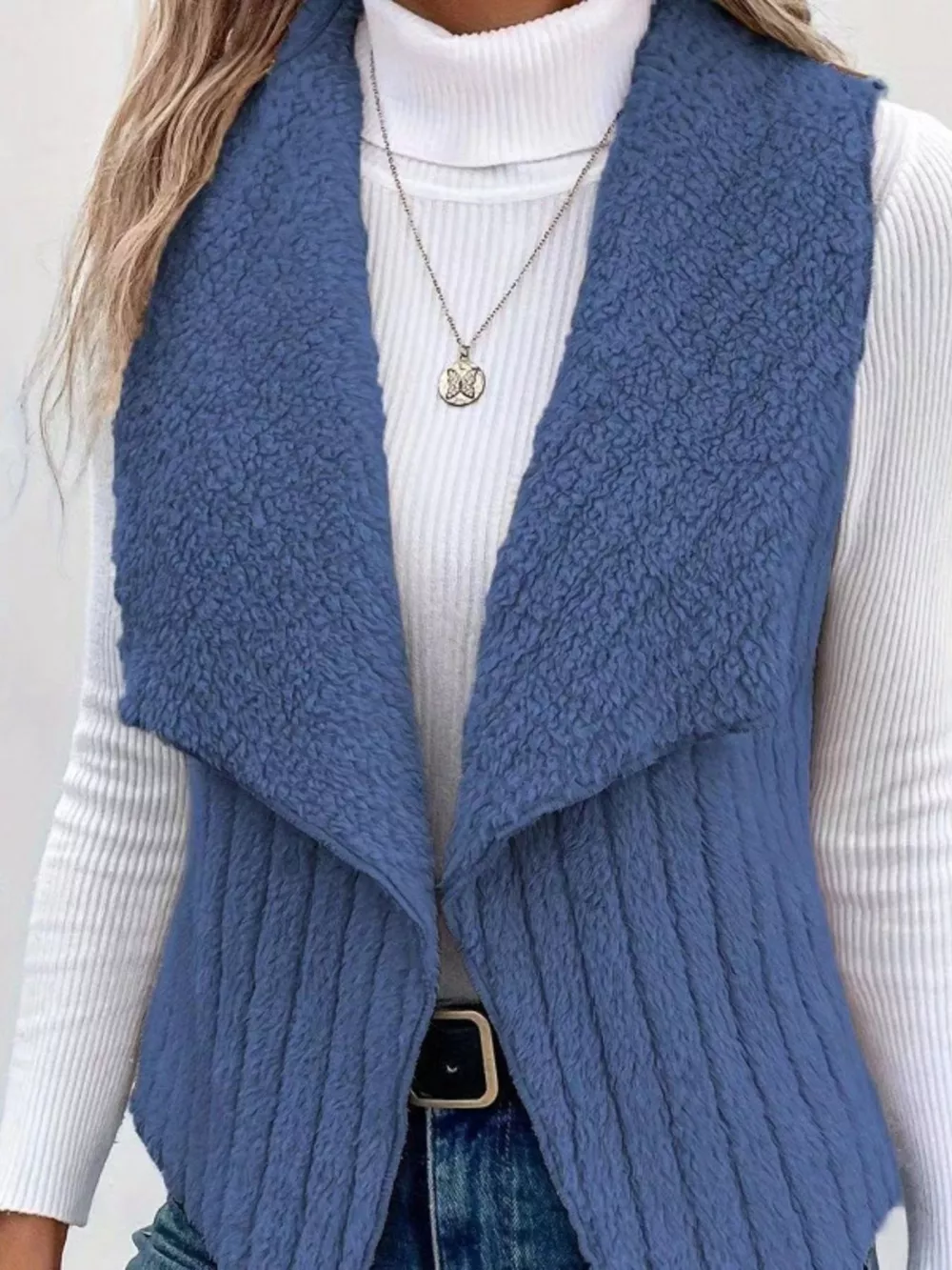 Cozy Fleece Open Front Vest Coat, image 5
