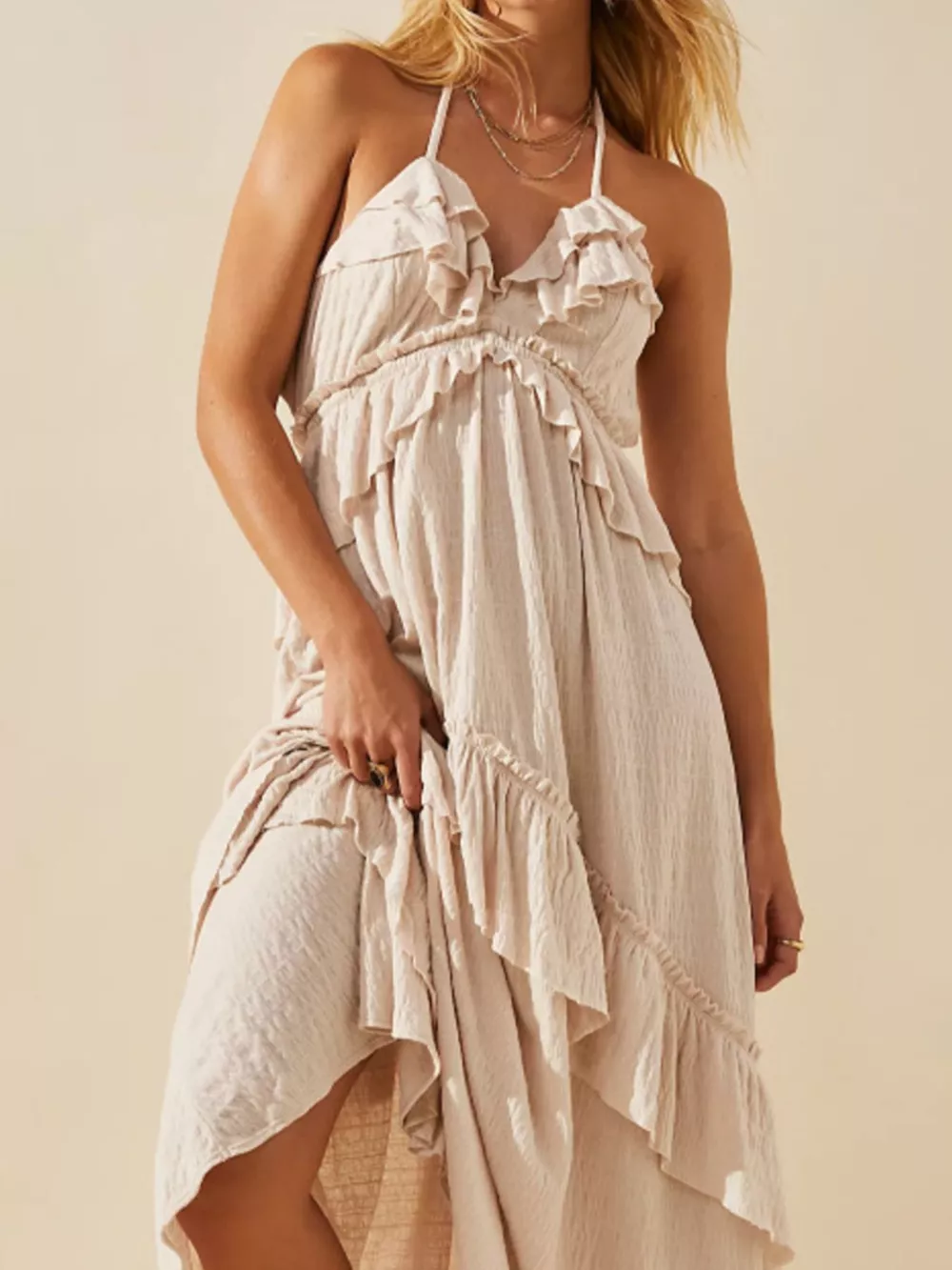 Ruffled Halter Neck Maxi Dress, image 28